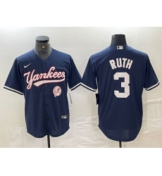 Men New York Yankees 3 Babe Ruth Navy With Patch Cool Base Stitched Baseball Jersey Men New York Yankees 3 Babe Ruth Navy With Patch Cool Base Stitched Baseball Jersey