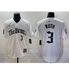 Men New York Yankees 3 Babe Ruth White  27Gothic Legacy Edition 27 Vapor Premier Limited Stitched Baseball Jersey