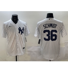 Men New York Yankees 36 Clarke Schmidt White Cool Base Stitched Baseball Jersey