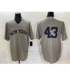 Men New York Yankees 43 Jonathan Lo E1isiga Grey Cool Base Stitched Baseball Jersey
