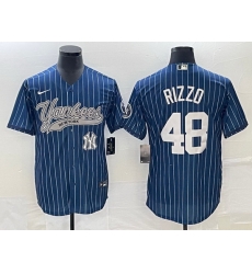 Men New York Yankees 48 Anthony Rizzo Navy With Patch Cool Base Stitched Baseball Jersey Men New York Yankees 48 Anthony Rizzo Navy With Patch Cool Base Stitched Baseball Jersey