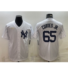 Men New York Yankees 65 Nestor Cortes Jr White Cool Base Stitched Jersey Men New York Yankees 65 Nestor Cortes Jr White Cool Base Stitched Jersey