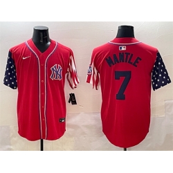 Men New York Yankees 7 Mickey Mantle Red American Style Limited Stitched Baseball Jersey