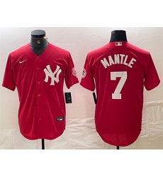 Men New York Yankees 7 Mickey Mantle Red Cool Base Stitched Baseball Jersey Men New York Yankees 7 Mickey Mantle Red Cool Base Stitched Baseball Jersey