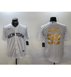 Men New York Yankees 99 Aaron Judge White Pinstripe Fashion Cool Base Jersey 1 Men New York Yankees 99 Aaron Judge White Pinstripe Fashion Cool Base Jersey 1