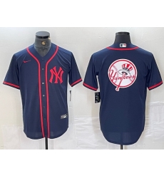 Men New York Yankees Big LOGO Navy Cool Base Stitched Baseball Jersey 2 Men New York Yankees Big LOGO Navy Cool Base Stitched Baseball Jersey 2