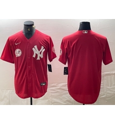 Men New York Yankees Big Logo Red Cool Base Stitched Baseball Jersey 20 Men New York Yankees Big Logo Red Cool Base Stitched Baseball Jersey 20
