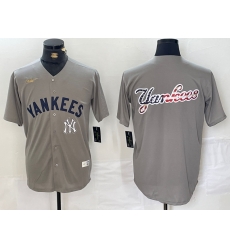 Men New York Yankees Grey Team Big Logo Cool Base Stitched Baseball Jersey 002 Men New York Yankees Grey Team Big Logo Cool Base Stitched Baseball Jersey 002