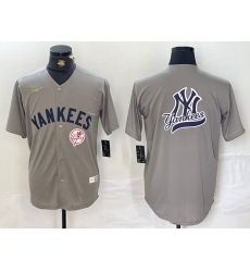 Men New York Yankees Grey Team Big Logo Cool Base Stitched Baseball Jersey 009 Men New York Yankees Grey Team Big Logo Cool Base Stitched Baseball Jersey 009