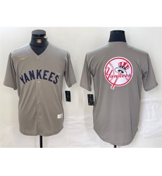 Men New York Yankees Grey Team Big Logo Cool Base Stitched Baseball Jersey 3 Men New York Yankees Grey Team Big Logo Cool Base Stitched Baseball Jersey 3