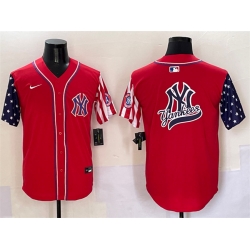 Men New York Yankees Team Big Logo Red American Style Limited Stitched Baseball Jersey 002