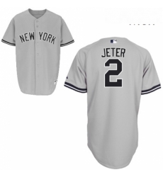 Mens Majestic New York Yankees 2 Derek Jeter Authentic Grey Name On Back MLB Jersey Mens Majestic New York Yankees 2 Derek Jeter Authentic Grey Name On Back MLB Jersey