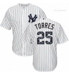 Mens Majestic New York Yankees 25 Gleyber Torres Authentic White Team Logo Fashion MLB Jersey Mens Majestic New York Yankees 25 Gleyber Torres Authentic White Team Logo Fashion MLB Jersey
