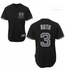 Mens Majestic New York Yankees 3 Babe Ruth Replica Black Fashion MLB Jersey Mens Majestic New York Yankees 3 Babe Ruth Replica Black Fashion MLB Jersey