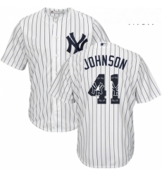 Mens Majestic New York Yankees 41 Randy Johnson Authentic White Team Logo Fashion MLB Jersey Mens Majestic New York Yankees 41 Randy Johnson Authentic White Team Logo Fashion MLB Jersey
