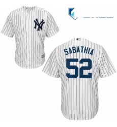 Mens Majestic New York Yankees 52 CC Sabathia Replica White Home MLB Jersey Mens Majestic New York Yankees 52 CC Sabathia Replica White Home MLB Jersey