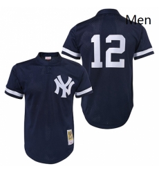 Mens Mitchell and Ness 1995 New York Yankees 12 Wade Boggs Authentic Blue Throwback MLB Jersey Mens Mitchell and Ness 1995 New York Yankees 12 Wade Boggs Authentic Blue Throwback MLB Jersey