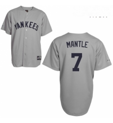 Mens Mitchell and Ness New York Yankees 7 Mickey Mantle Authentic Grey Throwback MLB Jersey Mens Mitchell and Ness New York Yankees 7 Mickey Mantle Authentic Grey Throwback MLB Jersey