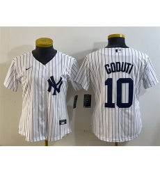 Women New York Yankees 10 Goduti White Cool Base Stitched Baseball Jersey