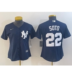 Women New York Yankees 22 Juan Soto Navy Stitched Jersey 28Run Small 29 Women New York Yankees 22 Juan Soto Navy Stitched Jersey 28Run Small 29