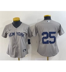 Women New York Yankees 25 Gleyber Torres Grey Cool Base Stitched Jersey Women New York Yankees 25 Gleyber Torres Grey Cool Base Stitched Jersey