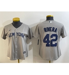 Women New York Yankees 42 Mariano Rivera Grey Cool Base Stitched Baseball Jersey Women New York Yankees 42 Mariano Rivera Grey Cool Base Stitched Baseball Jersey