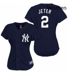 Womens Majestic New York Yankees 2 Derek Jeter Replica Navy Blue MLB Jersey Womens Majestic New York Yankees 2 Derek Jeter Replica Navy Blue MLB Jersey