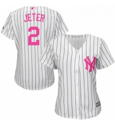 Womens Majestic New York Yankees 2 Derek Jeter Replica White Mothers Day Cool Base MLB Jersey Womens Majestic New York Yankees 2 Derek Jeter Replica White Mothers Day Cool Base MLB Jersey
