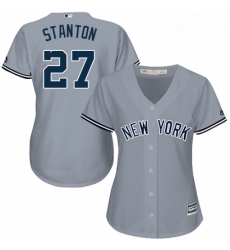 Womens Majestic New York Yankees 27 Giancarlo Stanton Authentic Grey Road MLB Jersey Womens Majestic New York Yankees 27 Giancarlo Stanton Authentic Grey Road MLB Jersey