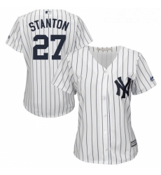 Womens Majestic New York Yankees 27 Giancarlo Stanton Authentic White Home MLB Jersey Womens Majestic New York Yankees 27 Giancarlo Stanton Authentic White Home MLB Jersey