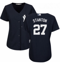 Womens Majestic New York Yankees 27 Giancarlo Stanton Replica Navy Blue Alternate MLB Jersey Womens Majestic New York Yankees 27 Giancarlo Stanton Replica Navy Blue Alternate MLB Jersey