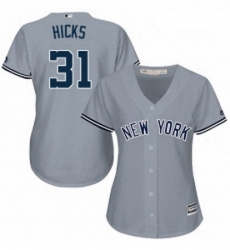 Womens Majestic New York Yankees 31 Aaron Hicks Authentic Grey Road MLB Jersey Womens Majestic New York Yankees 31 Aaron Hicks Authentic Grey Road MLB Jersey