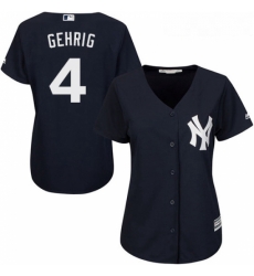 Womens Majestic New York Yankees 4 Lou Gehrig Authentic Navy Blue Alternate MLB Jersey Womens Majestic New York Yankees 4 Lou Gehrig Authentic Navy Blue Alternate MLB Jersey