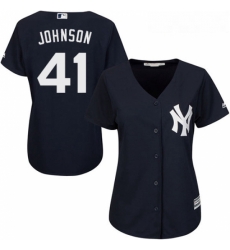 Womens Majestic New York Yankees 41 Randy Johnson Authentic Navy Blue Alternate MLB Jersey Womens Majestic New York Yankees 41 Randy Johnson Authentic Navy Blue Alternate MLB Jersey