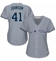 Womens Majestic New York Yankees 41 Randy Johnson Replica Grey Road MLB Jersey Womens Majestic New York Yankees 41 Randy Johnson Replica Grey Road MLB Jersey