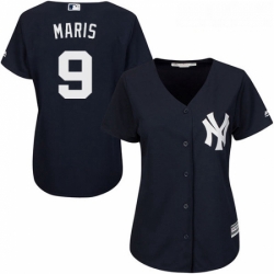 Womens Majestic New York Yankees 9 Roger Maris Authentic Navy Blue Alternate MLB Jersey