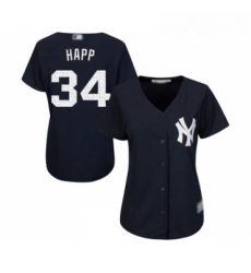 Womens New York Yankees 34 JA Happ Authentic Navy Blue Alternate Baseball Jersey Womens New York Yankees 34 JA Happ Authentic Navy Blue Alternate Baseball Jersey