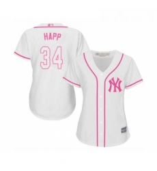 Womens New York Yankees 34 JA Happ Authentic White Fashion Cool Base Baseball Jersey Womens New York Yankees 34 JA Happ Authentic White Fashion Cool Base Baseball Jersey
