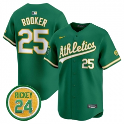 Men Oakland Athletics 25 Brent Rooker Green 2024 Limited With Rickey Henderson Patch Stitched Jersey