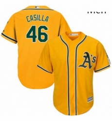 Mens Majestic Oakland Athletics 46 Santiago Casilla Replica Gold Alternate 2 Cool Base MLB Jersey Mens Majestic Oakland Athletics 46 Santiago Casilla Replica Gold Alternate 2 Cool Base MLB Jersey