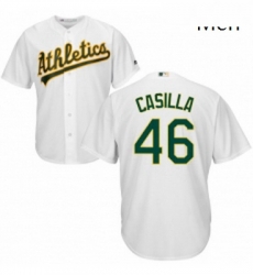 Mens Majestic Oakland Athletics 46 Santiago Casilla Replica White Home Cool Base MLB Jersey Mens Majestic Oakland Athletics 46 Santiago Casilla Replica White Home Cool Base MLB Jersey
