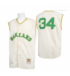 Mens Mitchell and Ness 1968 Oakland Athletics 34 Rollie Fingers Authentic Cream Throwback MLB Jersey Mens Mitchell and Ness 1968 Oakland Athletics 34 Rollie Fingers Authentic Cream Throwback MLB Jersey