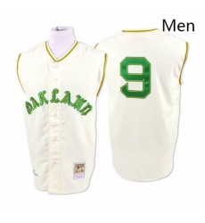 Mens Mitchell and Ness 1968 Oakland Athletics 9 Reggie Jackson Authentic Cream Throwback MLB Jersey Mens Mitchell and Ness 1968 Oakland Athletics 9 Reggie Jackson Authentic Cream Throwback MLB Jersey