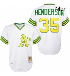 Mens Mitchell and Ness Oakland Athletics 35 Rickey Henderson Replica White 1979 Throwback MLB Jersey Mens Mitchell and Ness Oakland Athletics 35 Rickey Henderson Replica White 1979 Throwback MLB Jersey