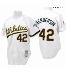 Mens Mitchell and Ness Oakland Athletics 42 Dave Henderson Replica White Throwback MLB Jersey Mens Mitchell and Ness Oakland Athletics 42 Dave Henderson Replica White Throwback MLB Jersey