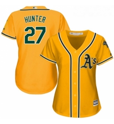 Womens Majestic Oakland Athletics 27 Catfish Hunter Replica Gold Alternate 2 Cool Base MLB Jersey Womens Majestic Oakland Athletics 27 Catfish Hunter Replica Gold Alternate 2 Cool Base MLB Jersey