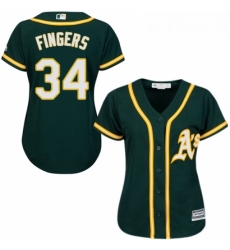 Womens Majestic Oakland Athletics 34 Rollie Fingers Replica Green Alternate 1 Cool Base MLB Jersey Womens Majestic Oakland Athletics 34 Rollie Fingers Replica Green Alternate 1 Cool Base MLB Jersey