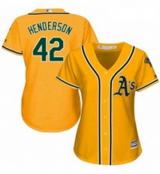Womens Majestic Oakland Athletics 42 Dave Henderson Authentic Gold Alternate 2 Cool Base MLB Jersey Womens Majestic Oakland Athletics 42 Dave Henderson Authentic Gold Alternate 2 Cool Base MLB Jersey