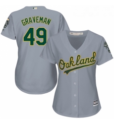 Womens Majestic Oakland Athletics 49 Kendall Graveman Replica Grey Road Cool Base MLB Jersey Womens Majestic Oakland Athletics 49 Kendall Graveman Replica Grey Road Cool Base MLB Jersey