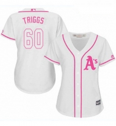 Womens Majestic Oakland Athletics 60 Andrew Triggs Replica White Fashion Cool Base MLB Jersey Womens Majestic Oakland Athletics 60 Andrew Triggs Replica White Fashion Cool Base MLB Jersey